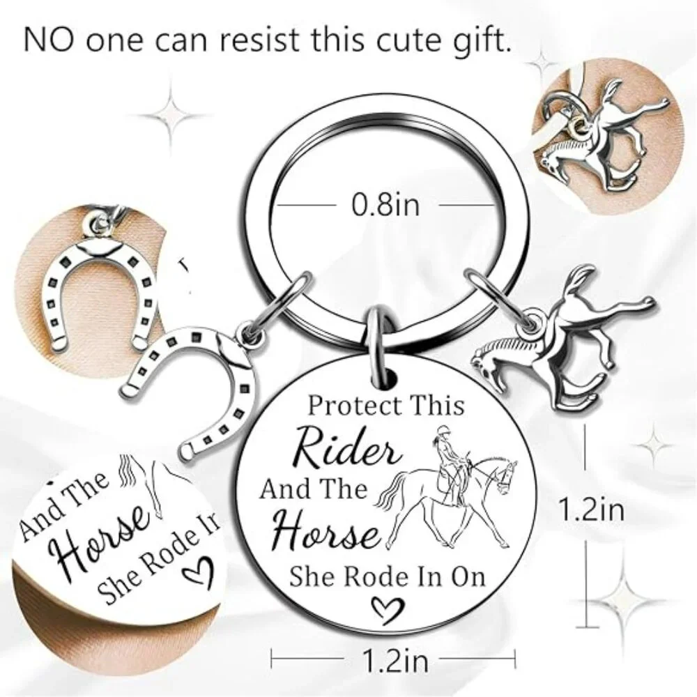 Female Horse Lover Keychain Horse ‎ Lucky Horseshoe Equestrian